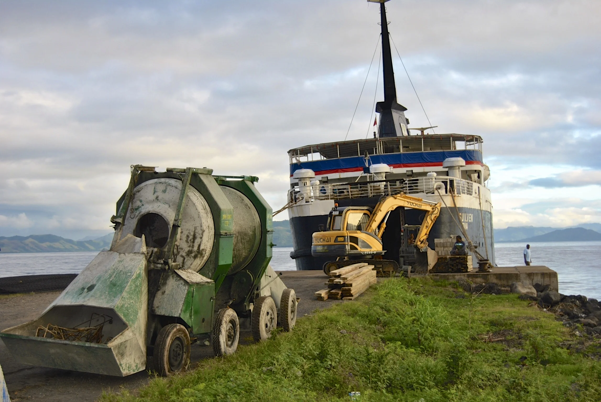 In the foreground is Shah Construction's cement mixer. It will be very busy over the next few months.