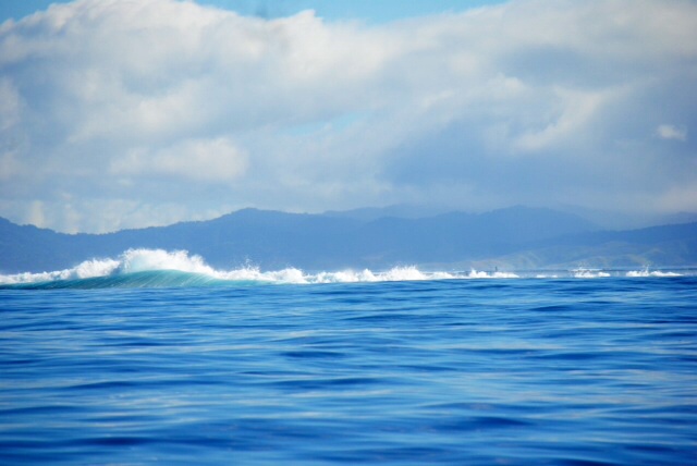 Waves breaking over the reef at Vuna