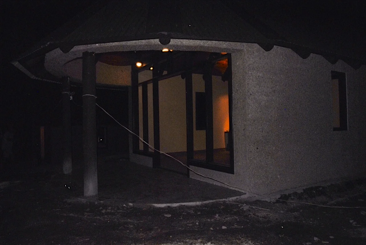 This is the exterior of Bure #1 at night. This was a test so we could test the impact of the lighting.