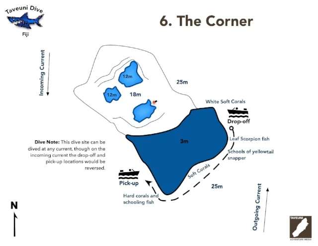 Dive Map for the Corner | Return to Dive Sites