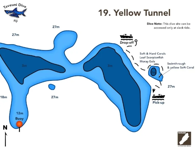 Yellow Tunnel Dive Map | Return to Dive Sites
