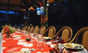 The tables at the Salty Fox set for an evening with the Fijian Prime Minister