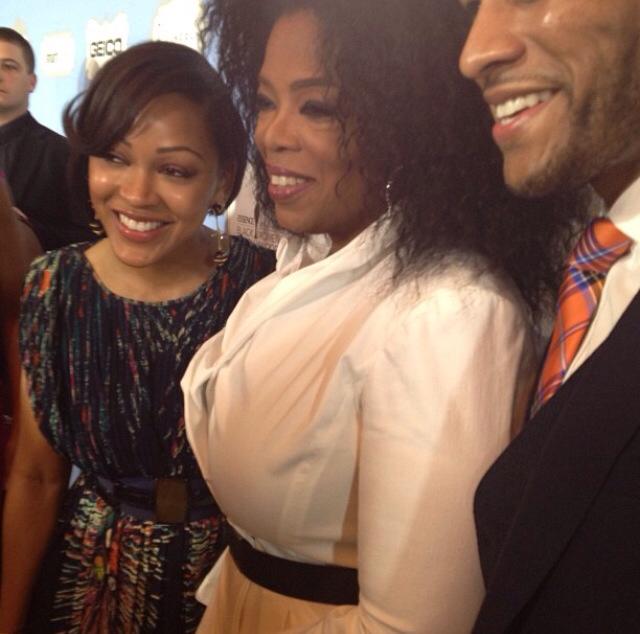Oprah with Meagan Good and Devon Franklin!
