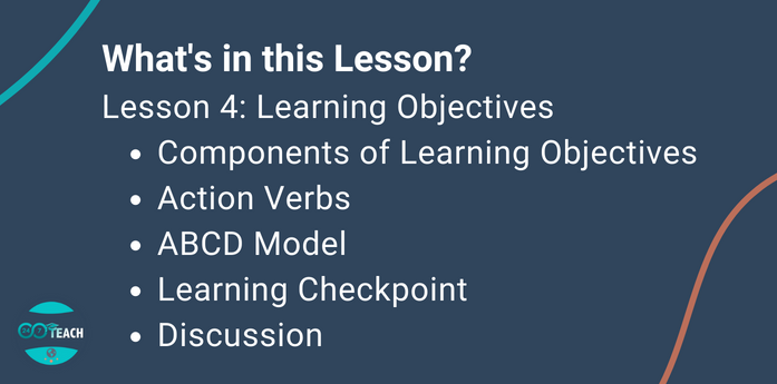 Lesson 4: Learning Objectives — 24/7 Teach