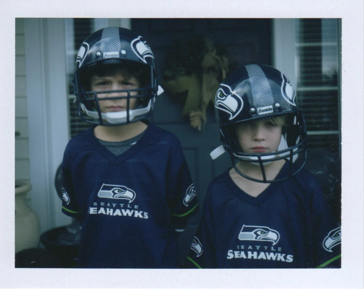 The boys geared up for what would become the saddest Super Bowl ever