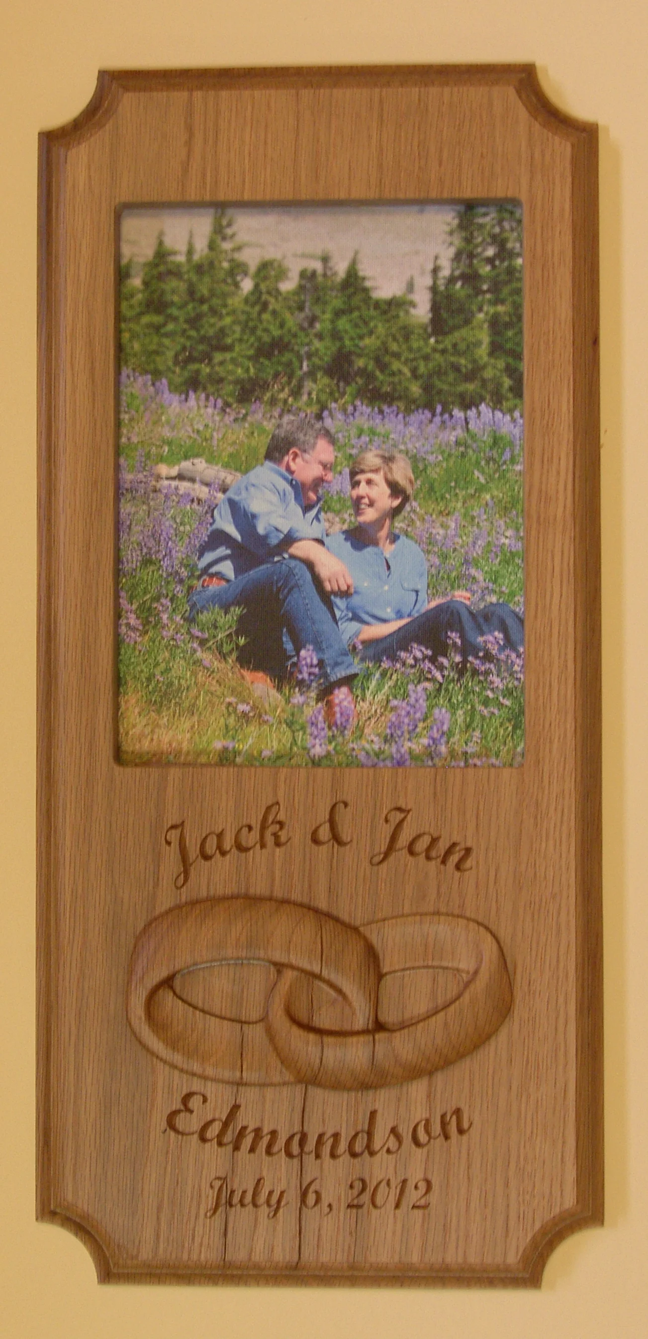 Custom picture frame commemorating the wedding day.