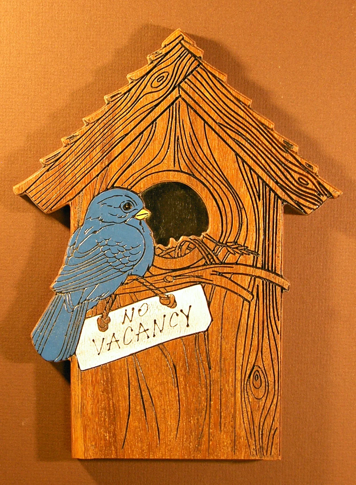 Sample created from computer clipart cut in Brazilian Teak