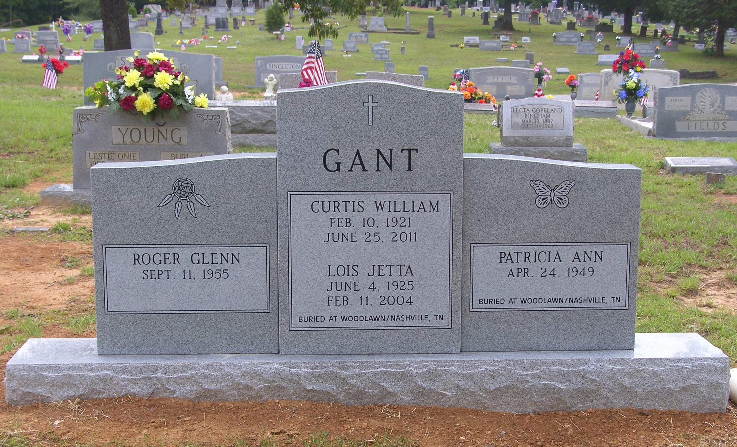 Family headstone located behind the church