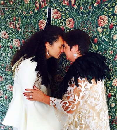 Louisa Wall (Labour MP) and Prue Kapua on their wedding day.
