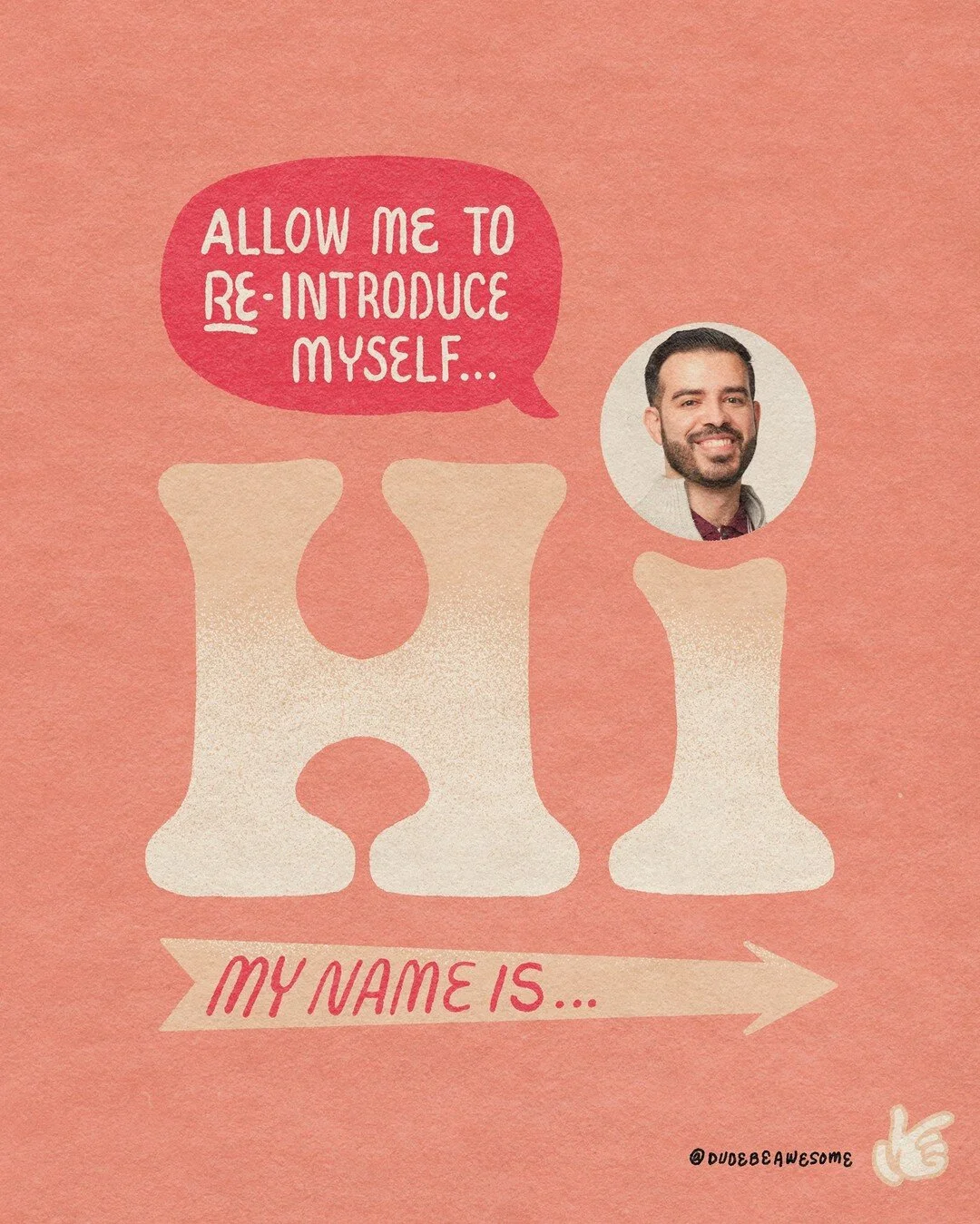 Dude, it's me! (Swipe along and see)

To all the new peaches: welcome to the peach gang! My name is Rob. I'm an illustrator that focuses on passion, positivity, and peaches 🍑 I like lettering, textures, bright colors, dad jokes, butts, and lifting w