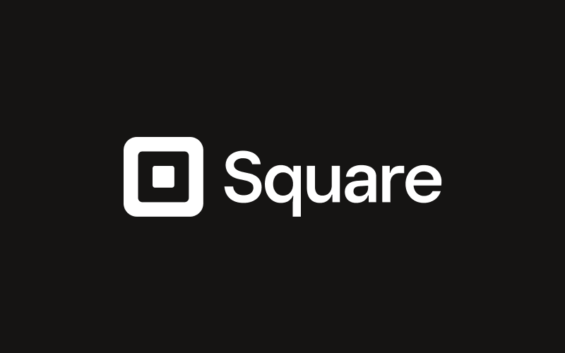 white square logo on black background