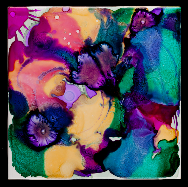 Alcohol ink on ceramic tile
