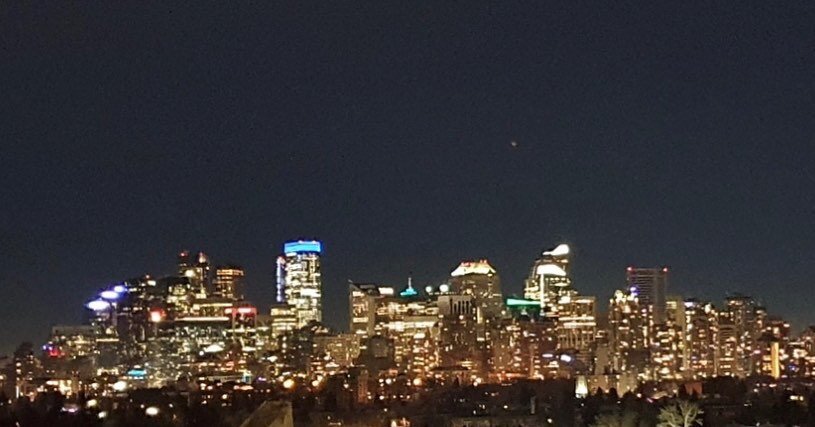 Calgary Alberta skyline on New Years Eve. Wishing everyone health and happiness for this new year .