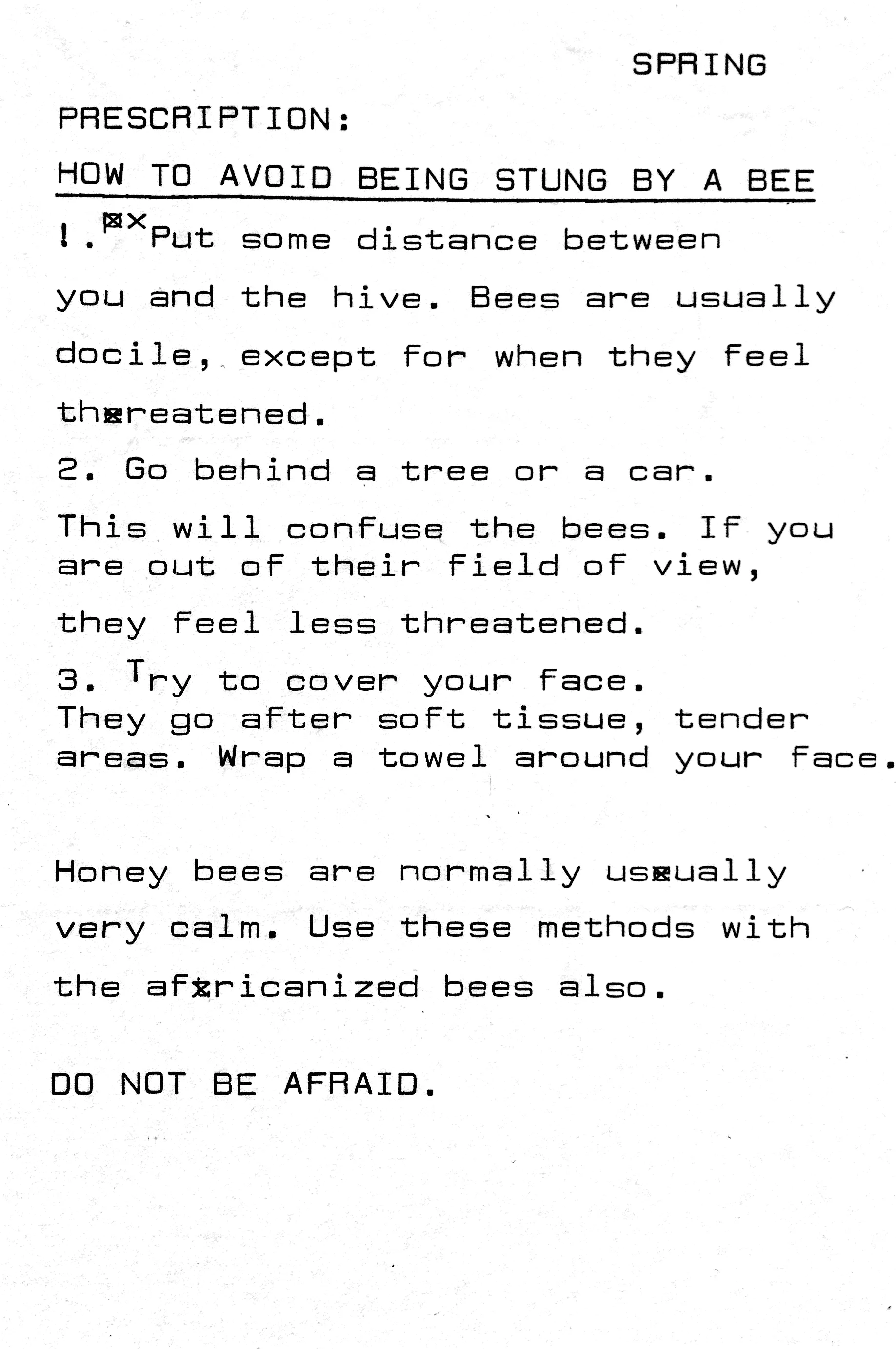 Prescription: How to avoid being stung by a bee (2009)