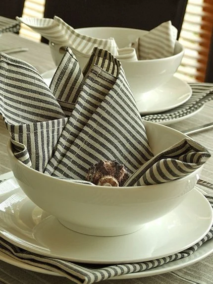 Neutral Striped Linen Napkin