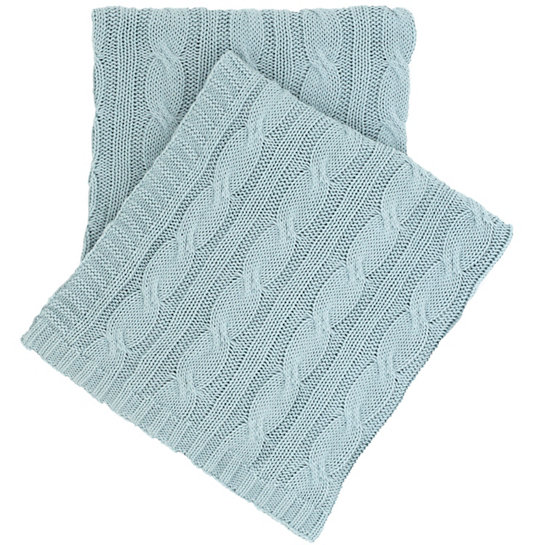 Light Blue Cable Throw