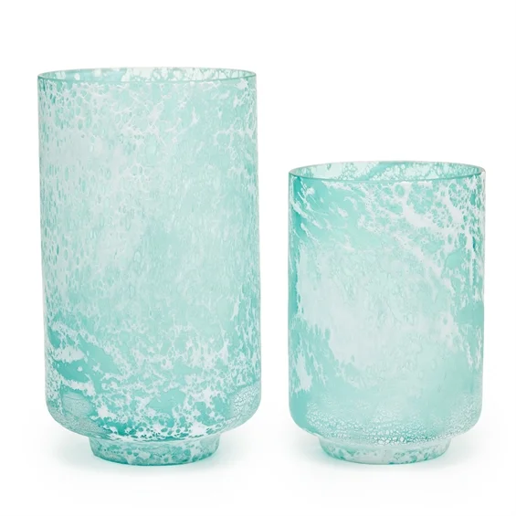 Aqua Seafoam Textured Vases