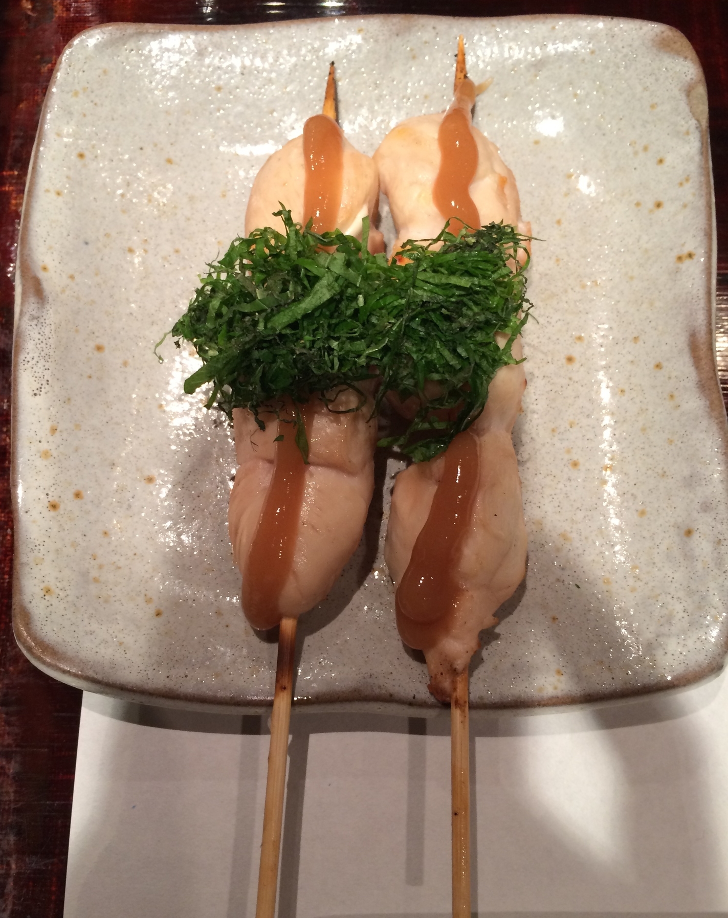 Chicken yakitori with plum sauce