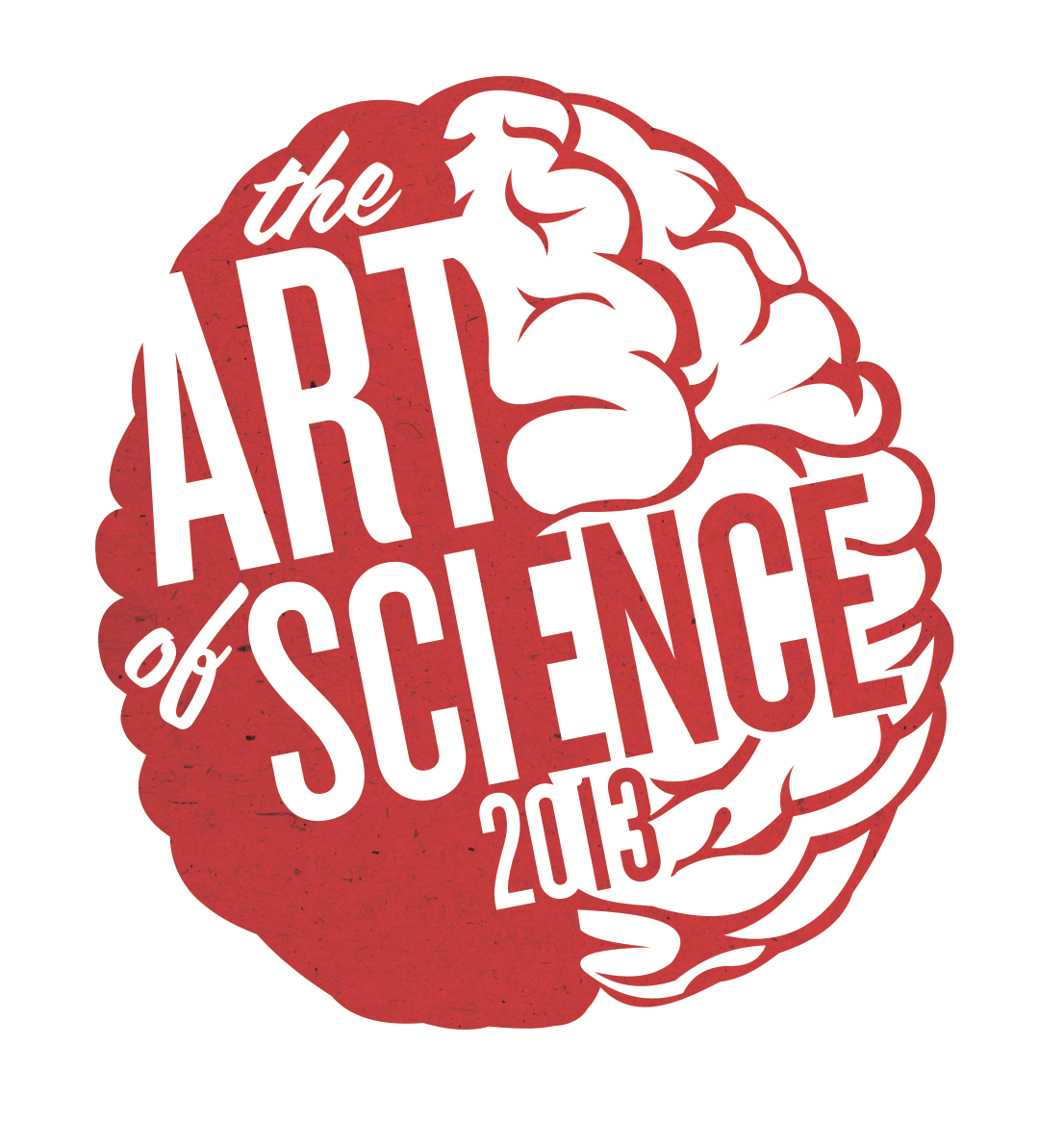 the logo for Art of Science 2013 is updated from 2012 with more sophisticated typography and a more playful shade of red—a change from the elegant but mature shade of maroon from 2012.