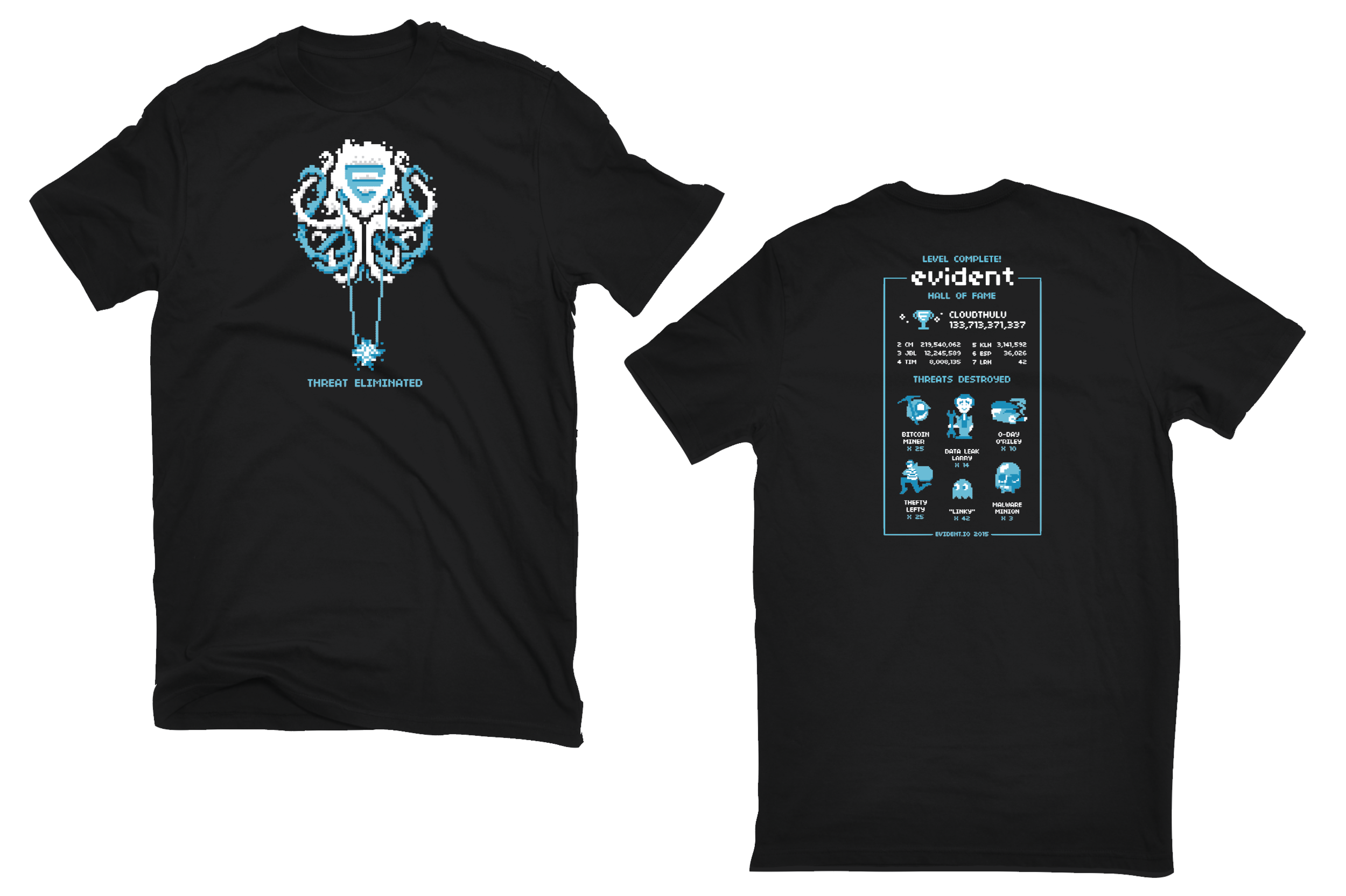 t-shirt designs turning Cloudthulu into a 16-bit video game boss.