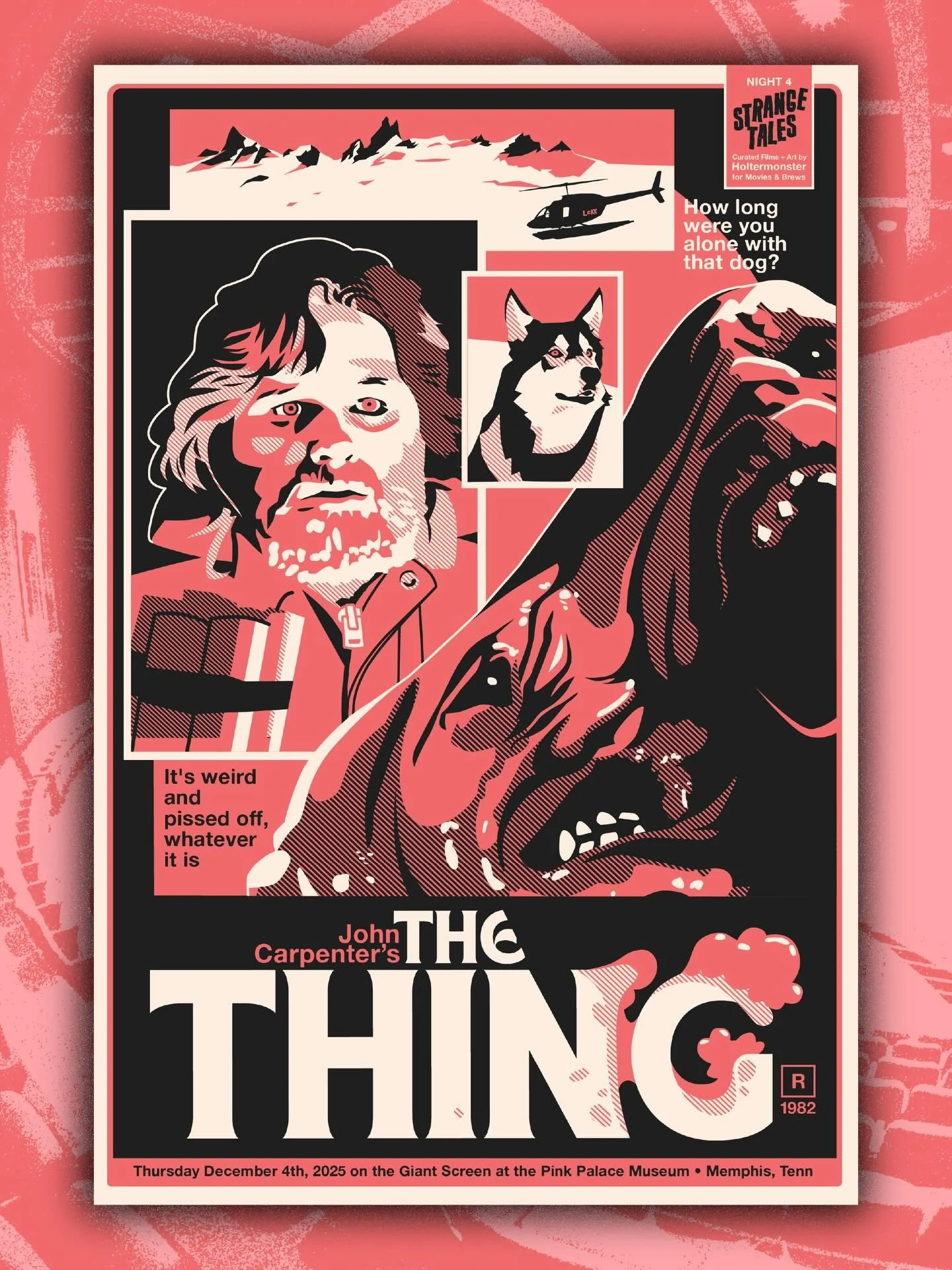 THURSDAY! Kick off winter with one of my favorite cold weather monster movies&mdash; John Carpenter&rsquo;s THE THING (1982) screening this Thursday Dec 4 on the Giant Screen at Pink Palace!

This is the last night of my series 🌀STRANGE TALES🌀&mdas