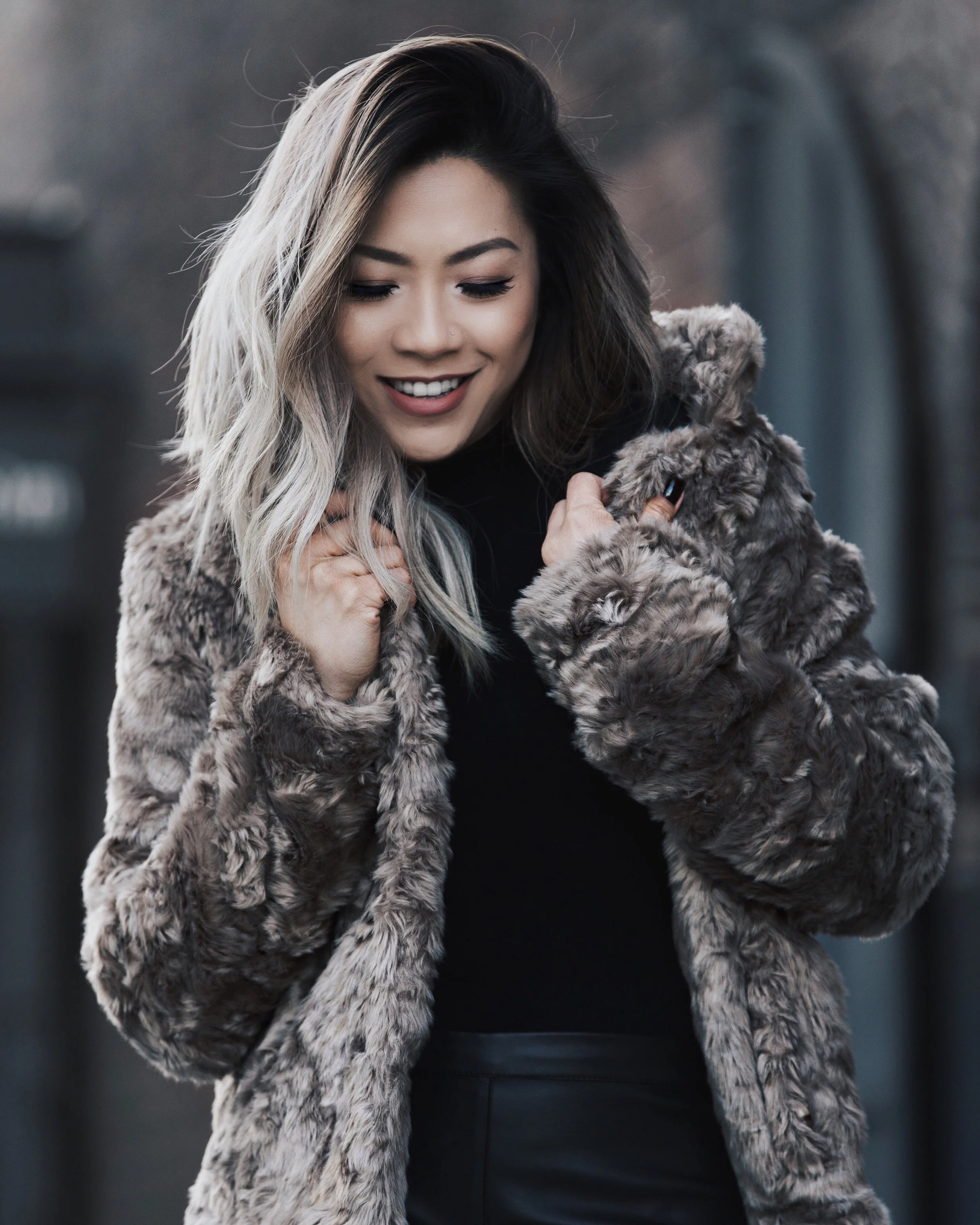 forever 21 faux fur coat taupe