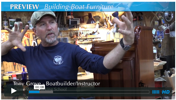 Tony Grove was featured in a video by Off Center Harbor , out of Maine, USA, in September 2015, as he explained the craft of building boat furniture using plywood and cleat construction methods. 1 minute video preview only, unless you opt in to watch the full 15 minute video.