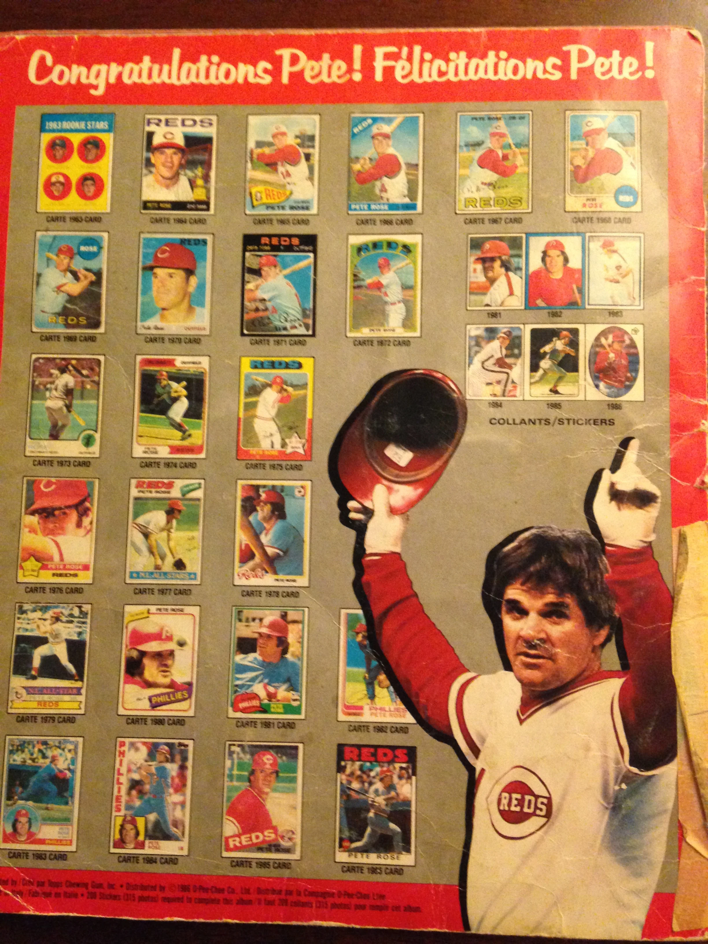 My 1986 Baseball Sticker Yearbook, recapping the 1985 Baseball Season (Back cover)