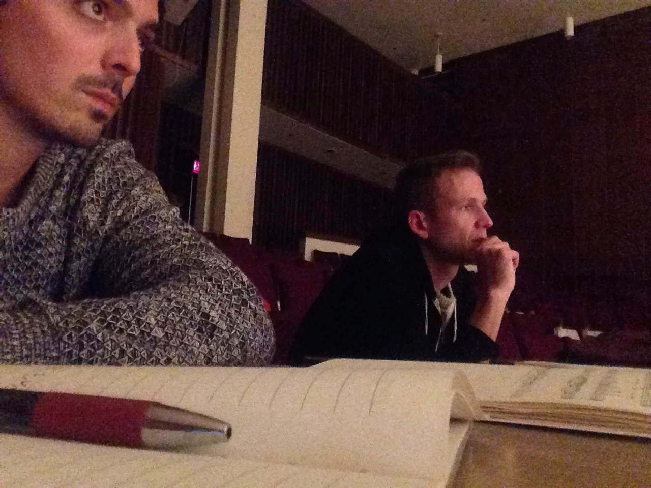 Myself and composer Brian Harman looking and listening in the same direction, as we should.