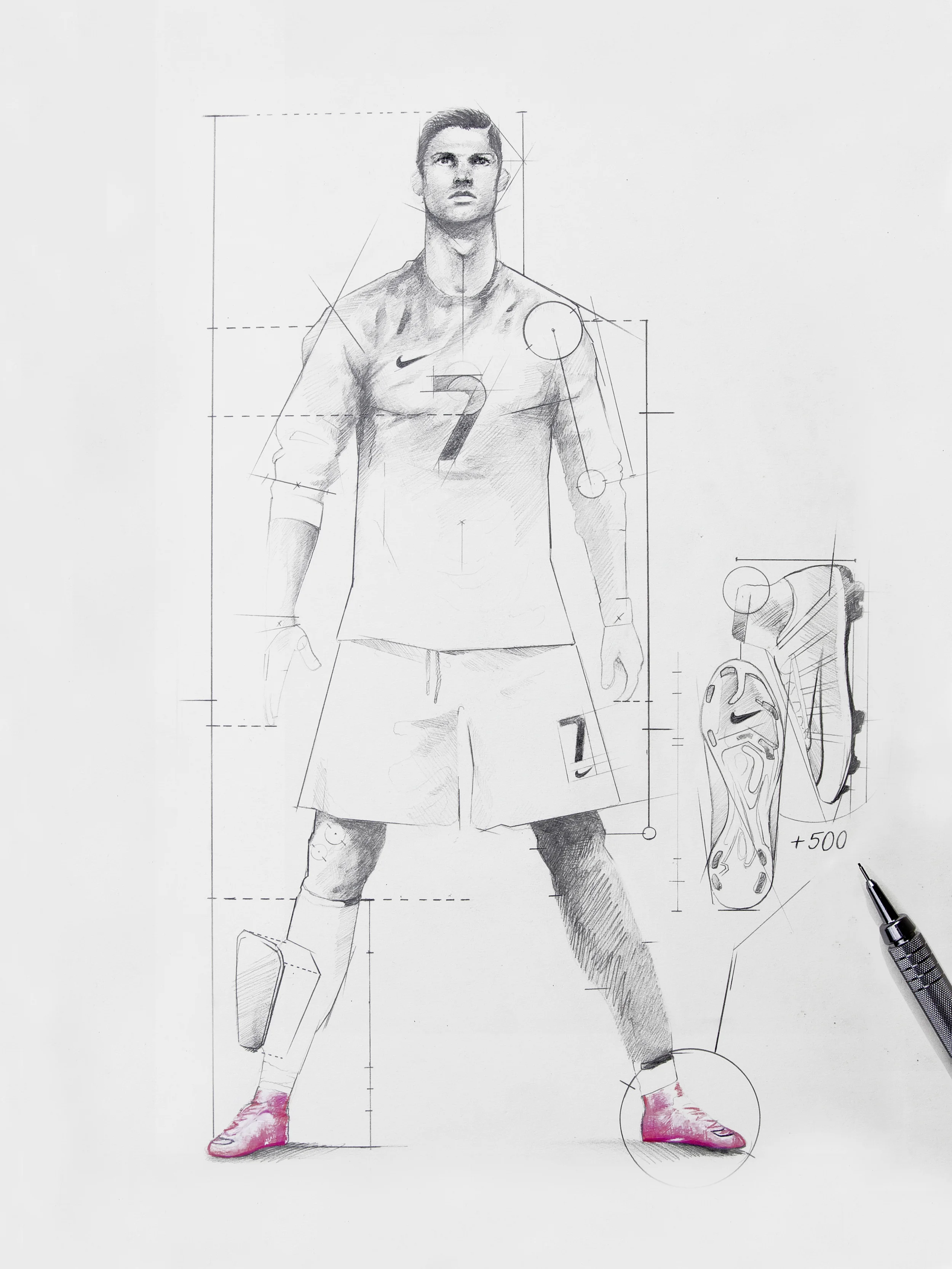 A scoring machine. --- Subject: Ronaldo, Cristiano Equipment: Mercurial Superfly Height: 185 cm Weight: 84 kg Left Foot: +89 Right Foot: +326 Head: +83 Unknown: +2 Total Goals: +500
