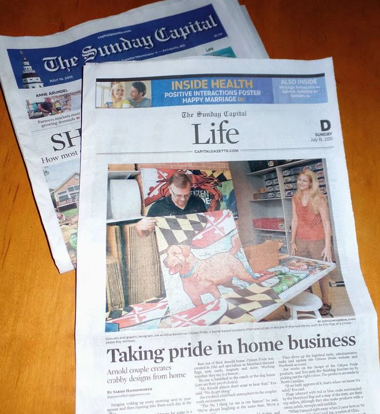 Honored to be featured in The Sunday Capital Gazette’s "Lifestyle” section. A Great article by Sarah Hainesworth, and photos by Josh McKerrow.
