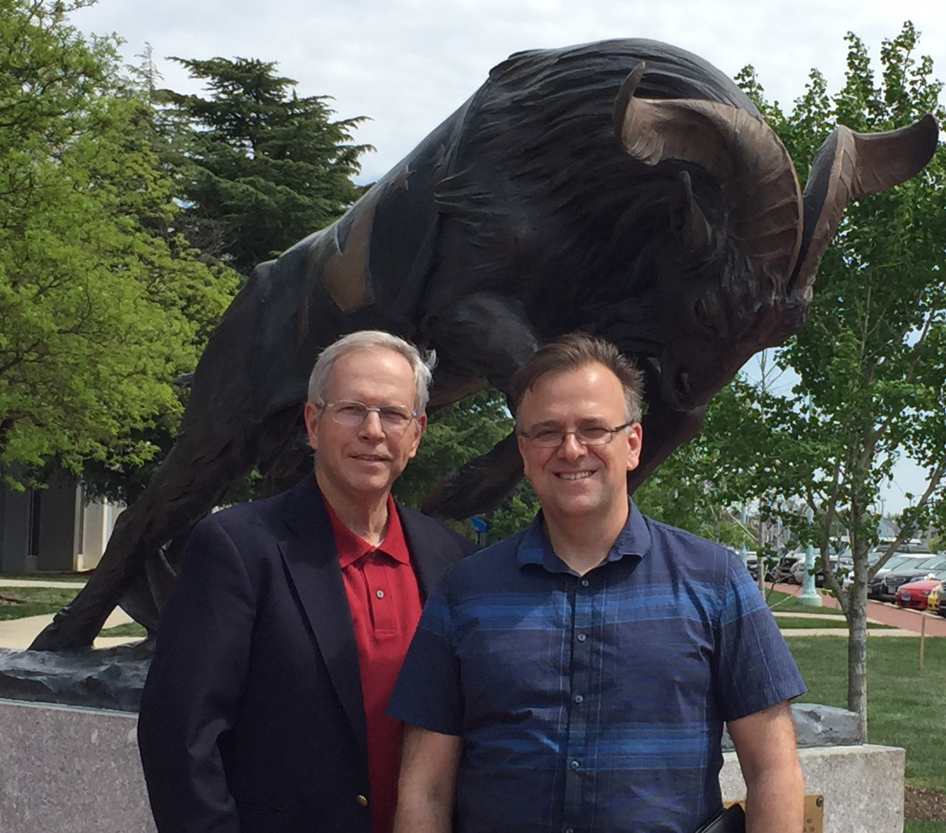 Jim gavin , USNA '66, and joe barsin , illustrator, touring USNA