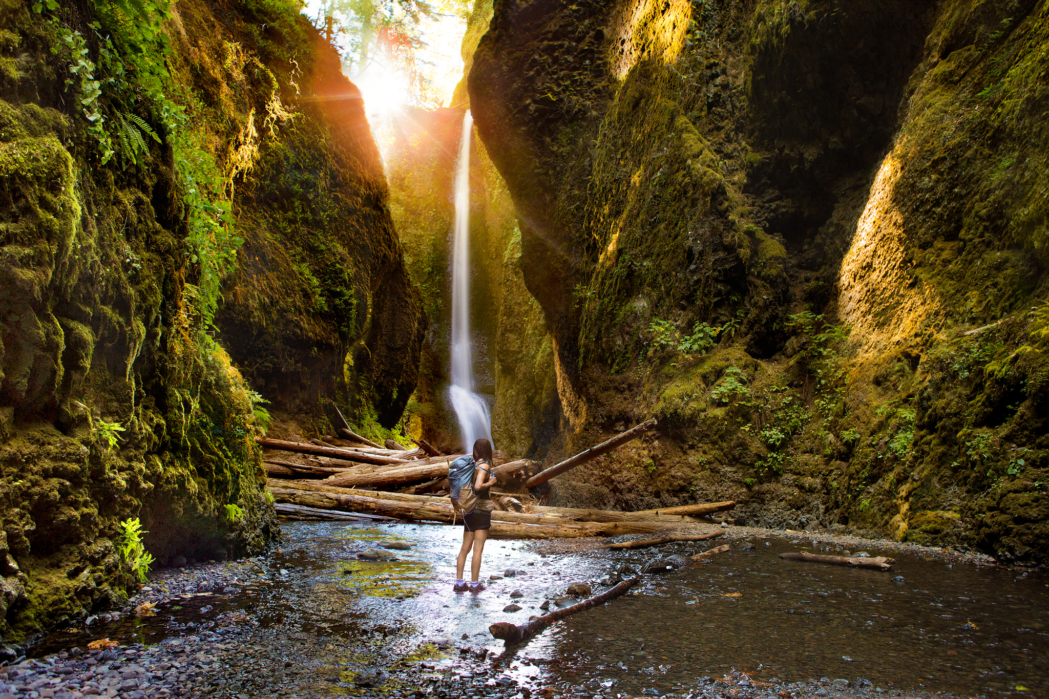 This is a composite of different aspects of the hike. This is what it felt like. Often we take an artistic license in our photographs to evoke the mood/atmosphere of the place. You can't quite see the waterfall from this view, but it sums up all of the cool experiences of the journey.
