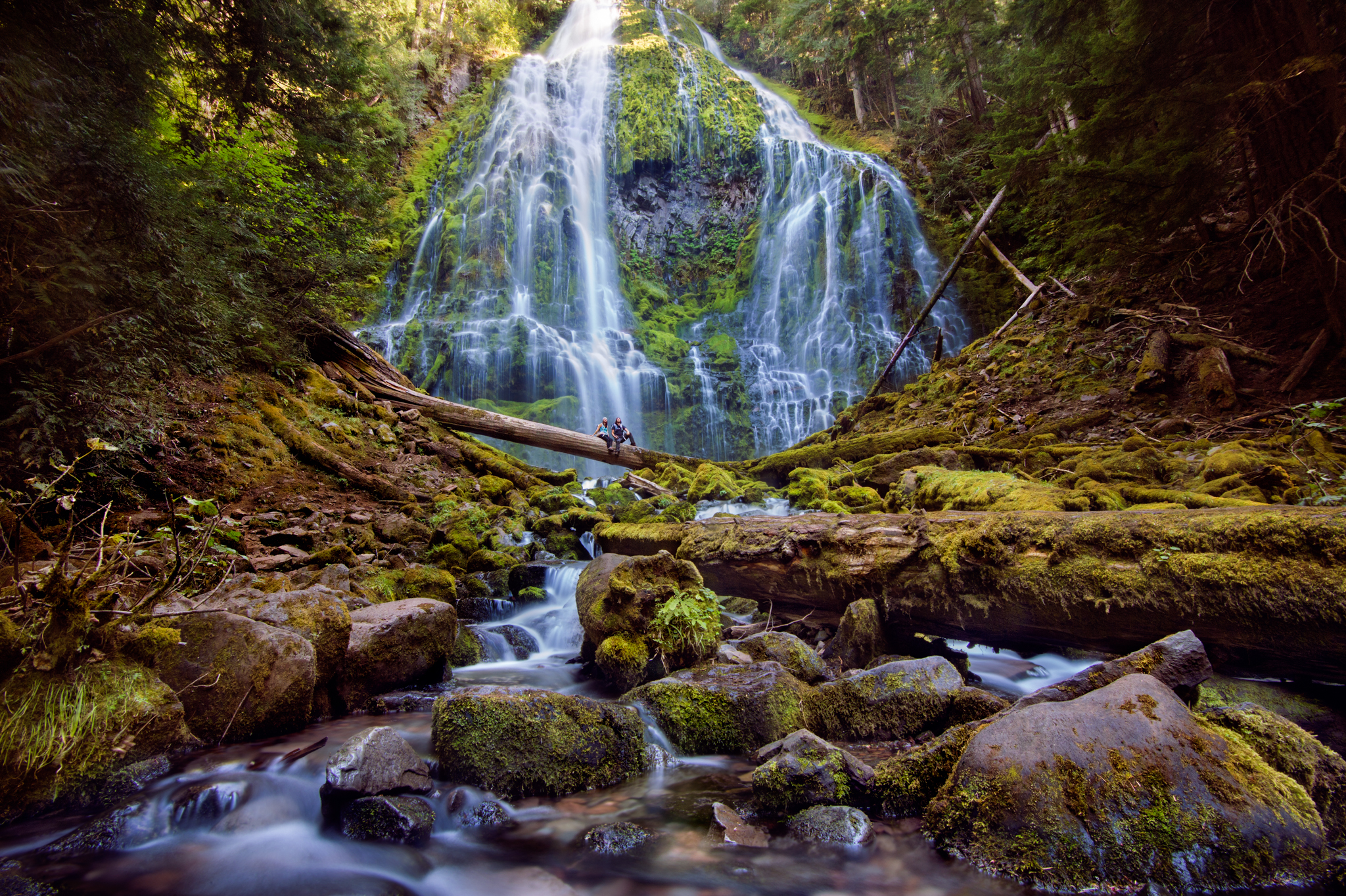 Long Exposure Selfie sitting on a log under the falls.