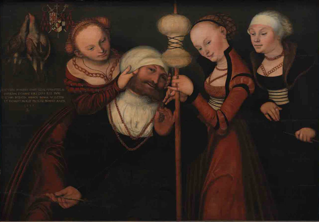 HERCULES and OMPHALE,painting by Lucas Cranach d.Æ