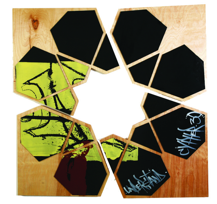 Understand Cypher  2011 glass, screen printed enamels, wood