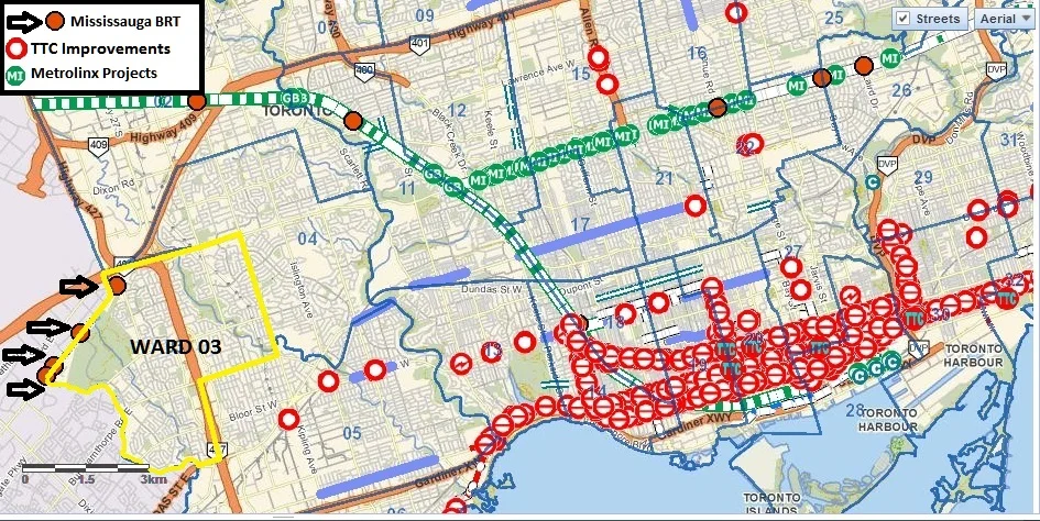 Transit effecting Ward 3 - 4 stops of the Mississauga BRT