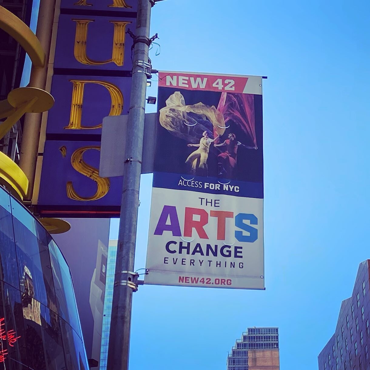 The arts do change everything. Nice to see an image from Air Play in the heart and soul of New York&rsquo;s Theater District representing this statement!