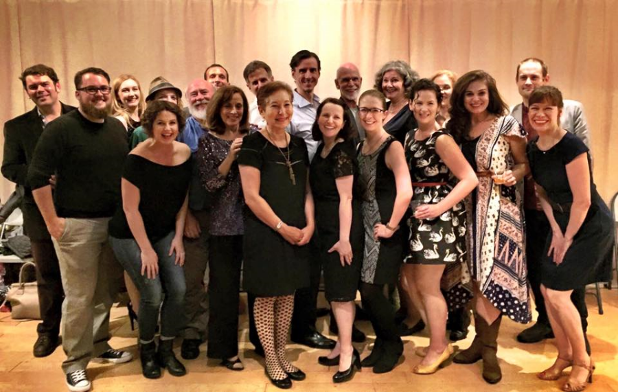 The cast and production team with Elinor Lipman, the best-selling author of The Inn at Lake Devine, on Opening Night!