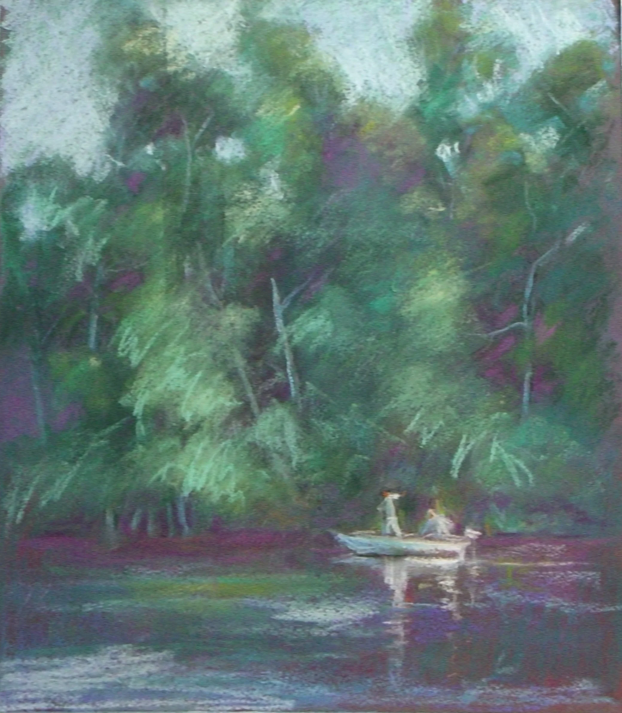 Crabbing on the Wye River 13" X 12" Pastel