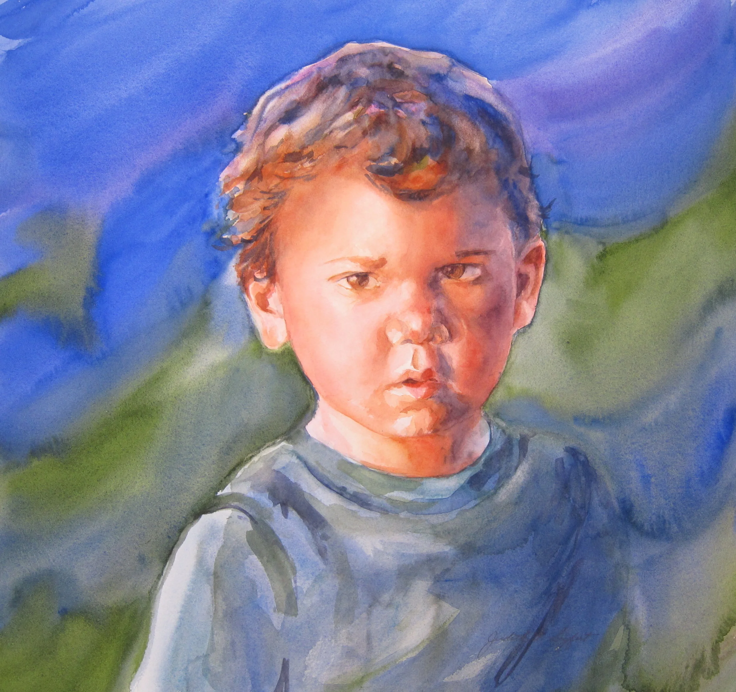 "NO!" 22" X 22" Watercolor