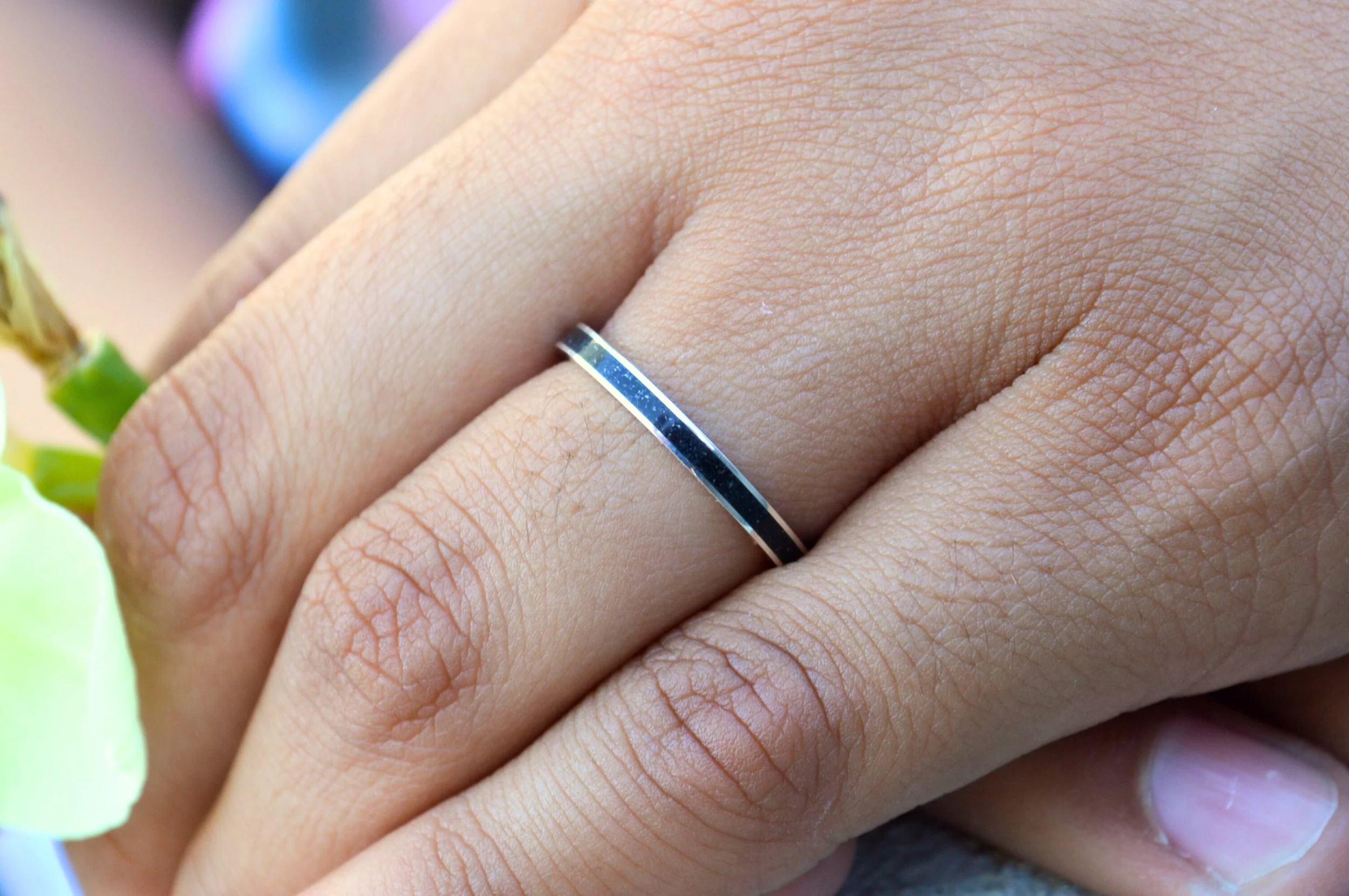 Introducing Our Jet 2mm Wide Silver Ring: A Unique Addition to Your Collection