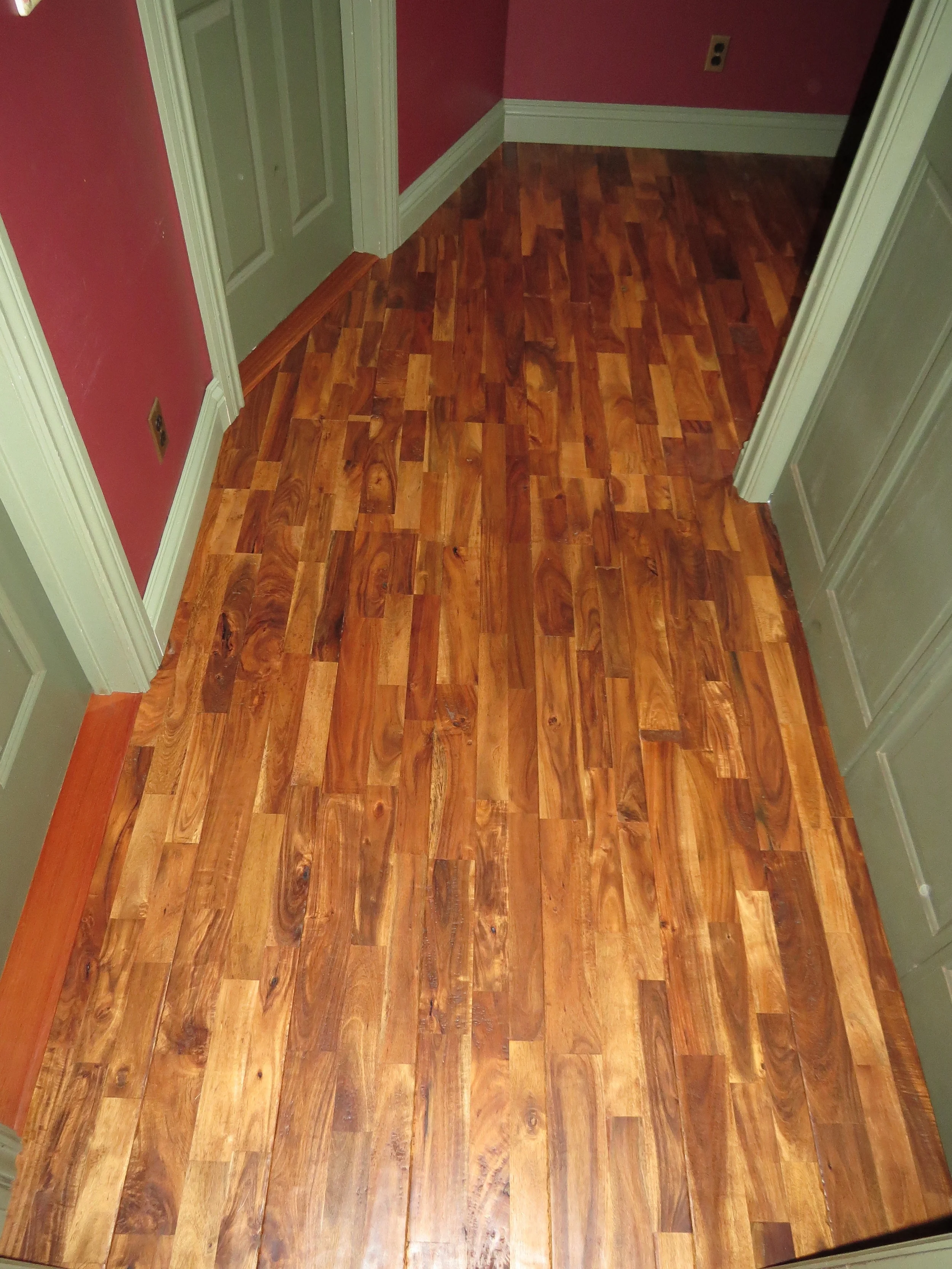 Reclaimed Acacia flooring with Brazilian Cherry transitions, San Francisco