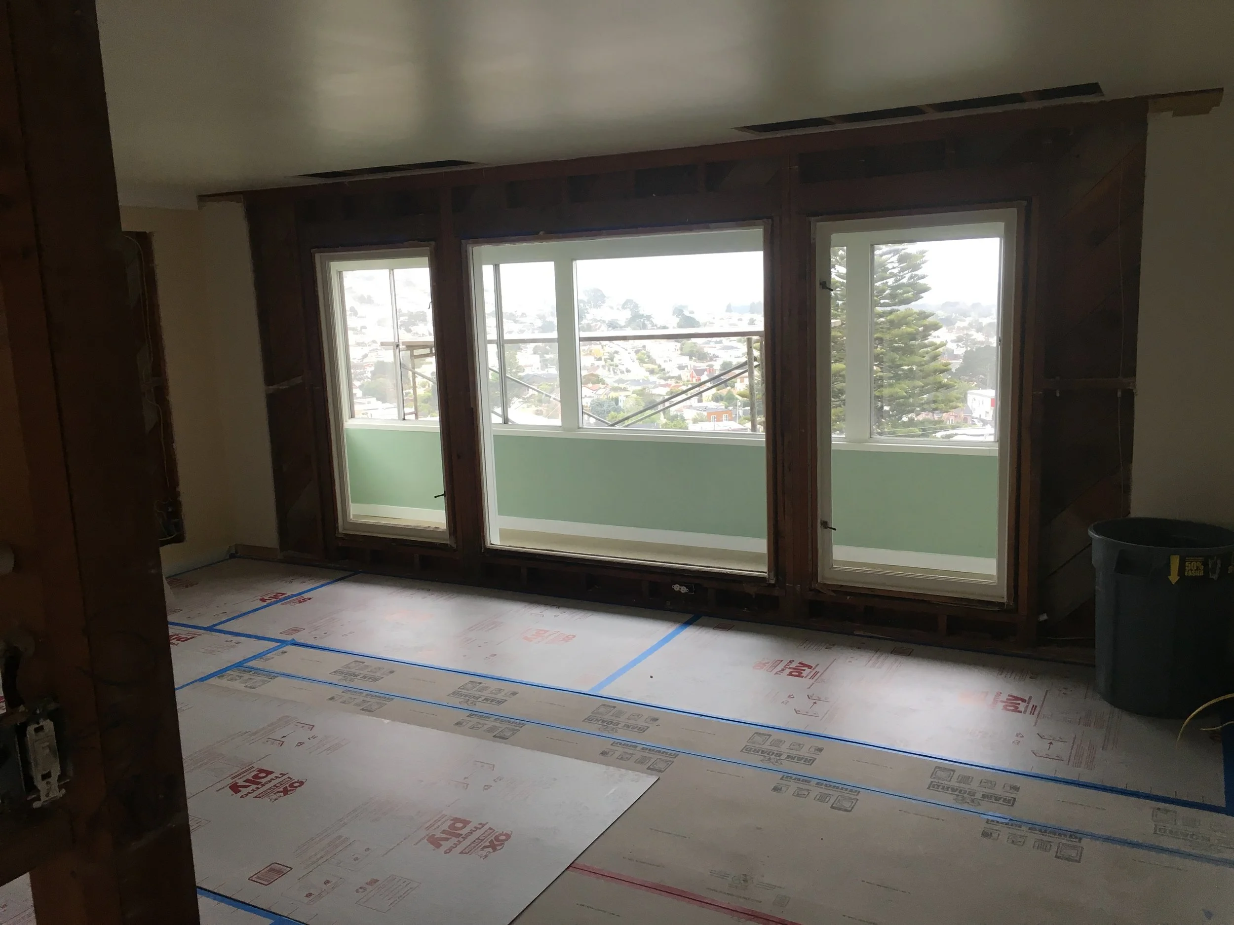Before removal of interior porch, installation of windows and finishes: San Francisco