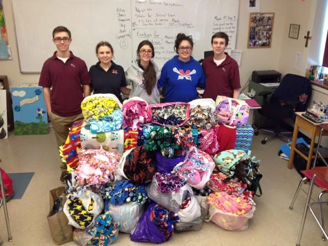Thankful for the 75 Mounties that showed true compassion and giving, they made 87 fleece blankets for HopeFullRI to bring to the foster children at Adoption RI! Thank you Mount Saint Charles Academy students and adults for choosing our organization, coordinating this event and making so many children happy!