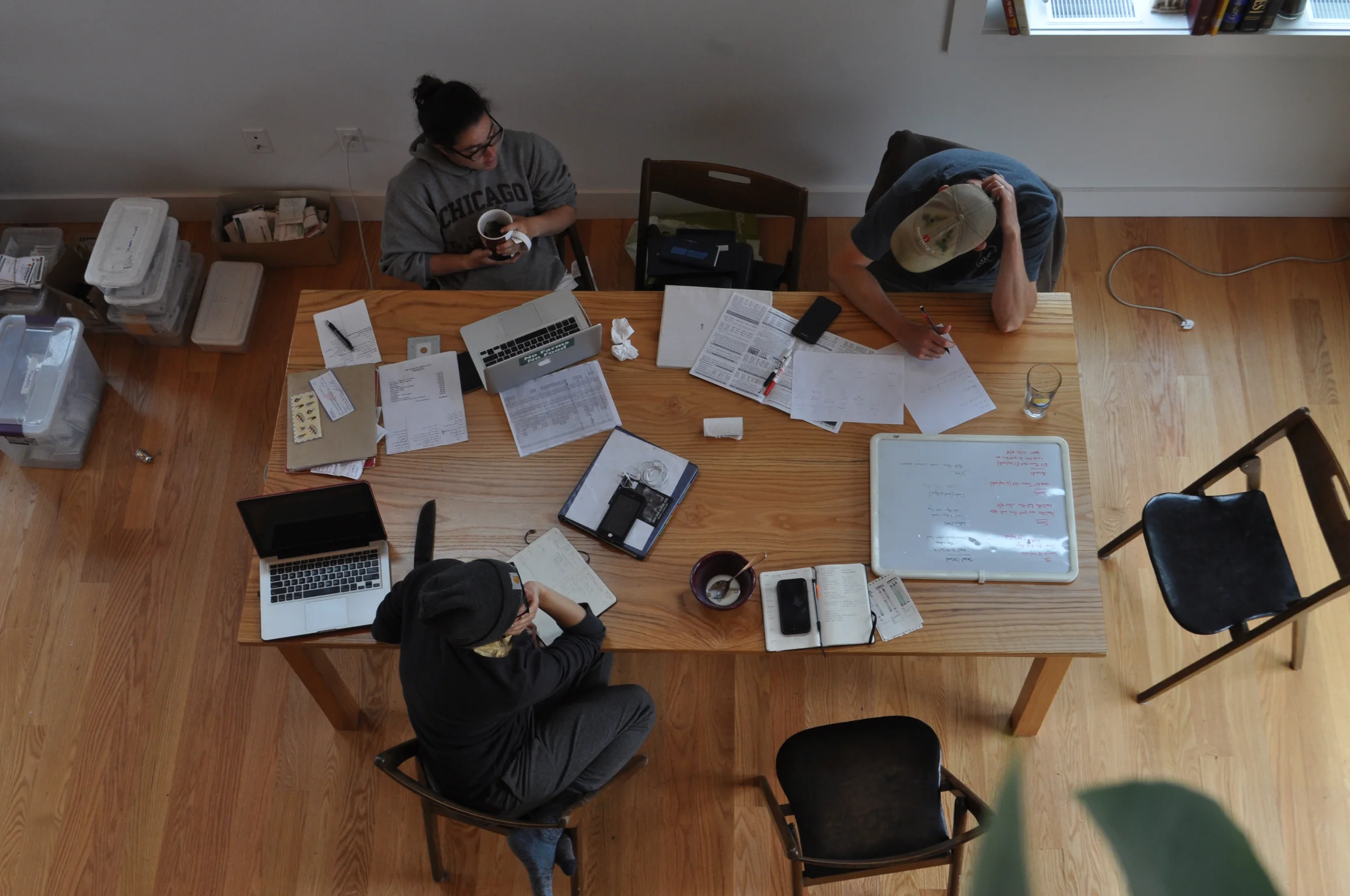 Just a couple of stressed out farmers at 9 am on the Monday morning of the week before the on-farm plant sale, tulip mania harvest, three farmers markets, two inches of rain, and endless planting! How many computers, cups of coffee, and white boards does it take to make a comprehensive to-do list?