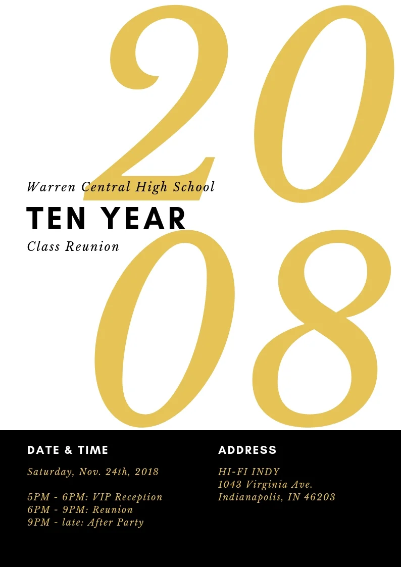 Warren Central High School | Ten Year Class Reunion | Indianapolis