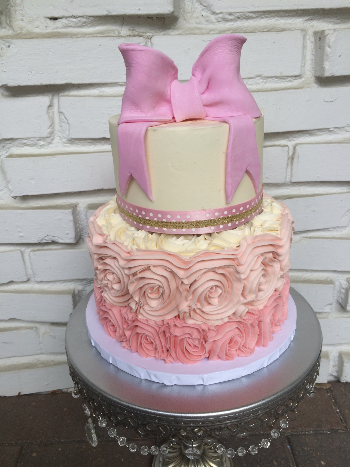 Pink Bow Baby Shower Cake