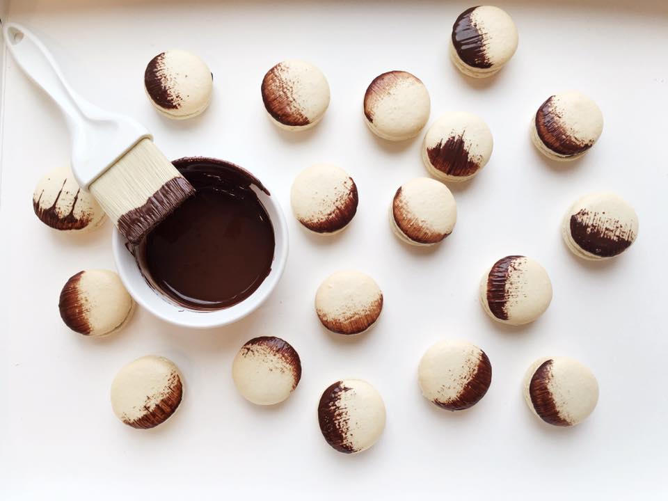 Chocolate Painted Macarons