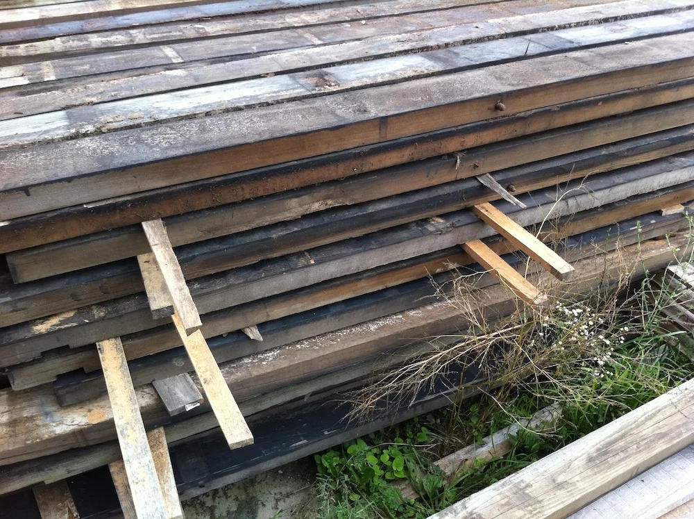 Redwood reclaimed for wall paneling